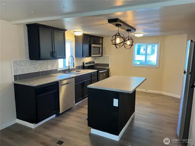 Kitchen with island.
