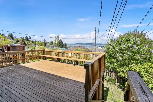 Large view deck off the ground floor unit