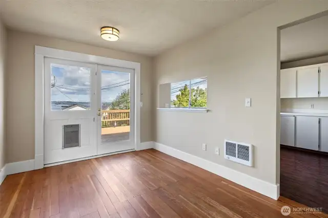 Dining area with access to a private view deck