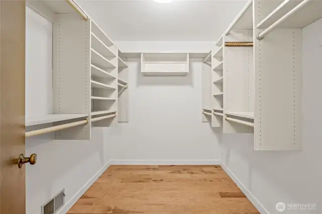 Primary closet is perfect.