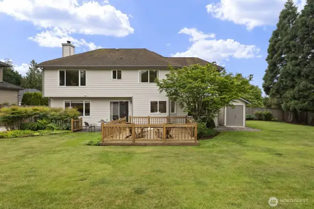 Park-like yard is level, maturely landscaped, and gorgeous.