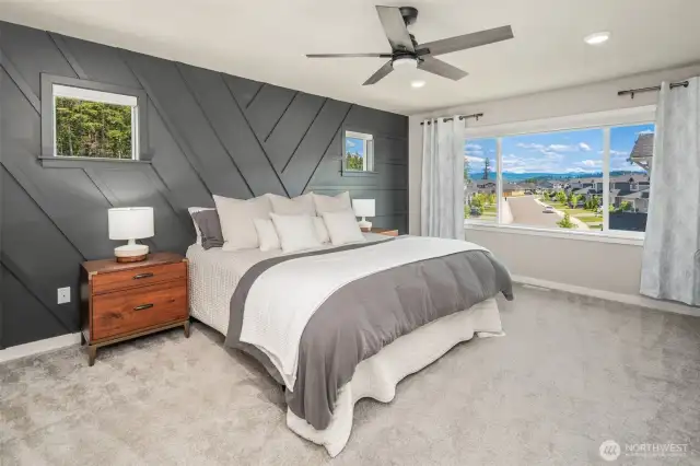 The handsome primary suite is a wonderful retreat.