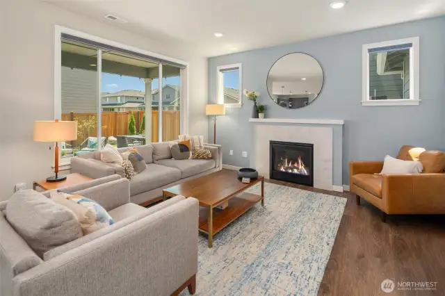 Gas fireplace.