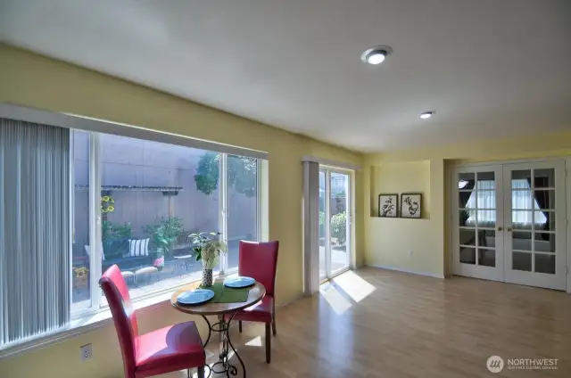 Enjoy morning coffee overlooking backyard, or, take your coffee outside!