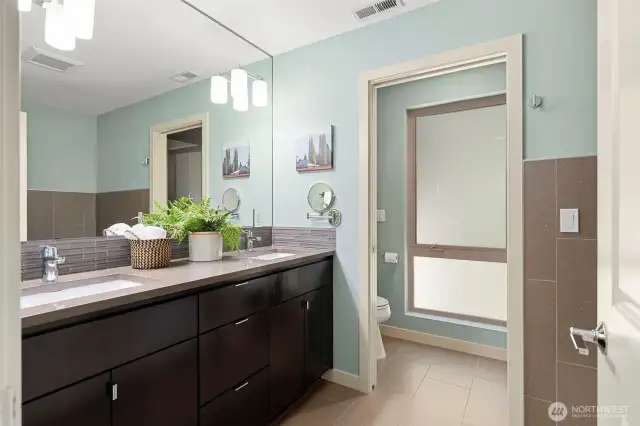 Primary bath with both tub and shower