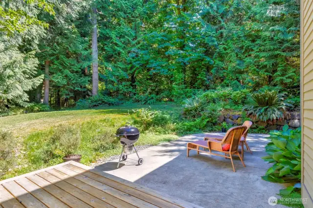 Private back deck and yard