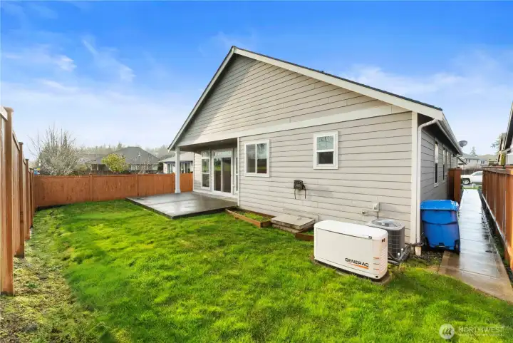 Generac generator/AC paved walkway to front