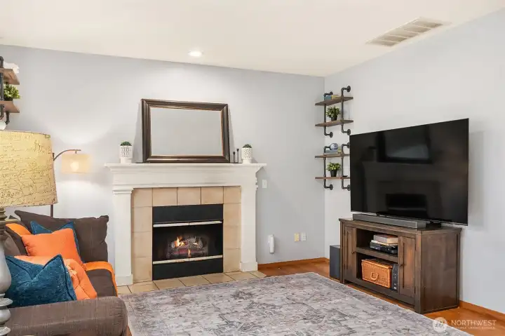 Gather in the Family Room w Cozy Gas Fireplace