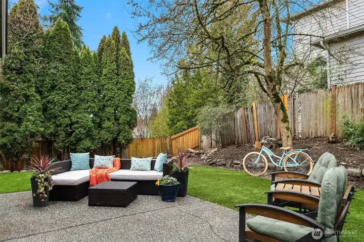Giant Fenced Backyard with Multiple Entertainment Spaces
