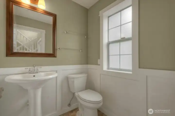 Convenient half bath on main floor