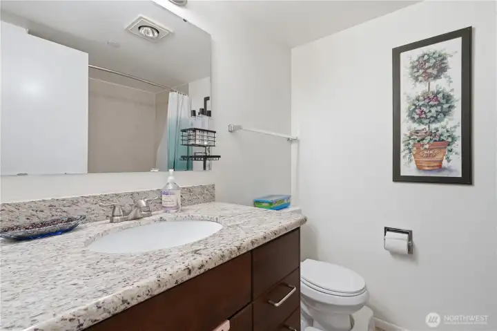 Modern Full Bathroom with Elegant Fixtures and Ample Space