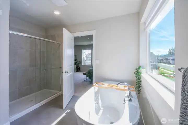 View of Primary bathroom looking into your primary bedroom.