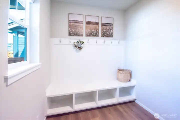 Mudroom from back entrance.
