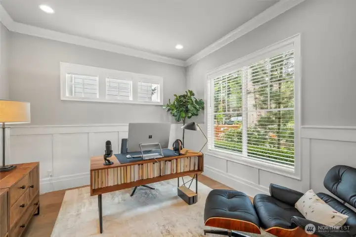 Private office with sliding barn doors