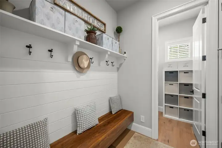 Mud room and adjacent storage room