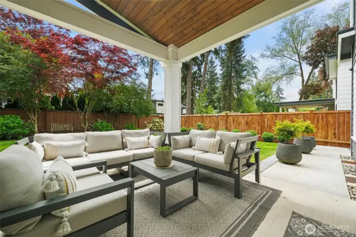 Custom covered entertainment patio