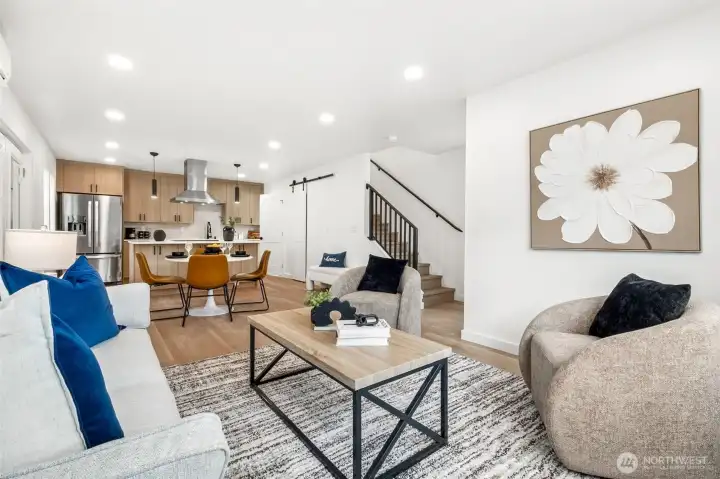 Open concept layout welcomes you to a seamless flow throughout the main living area.