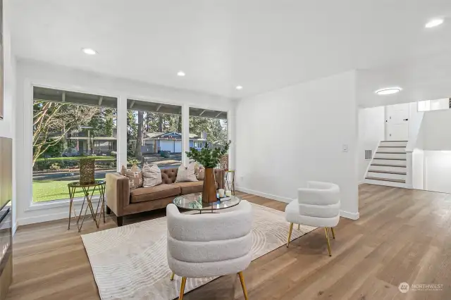 Spacious Living Room with picture windows for beautiful view and natural light