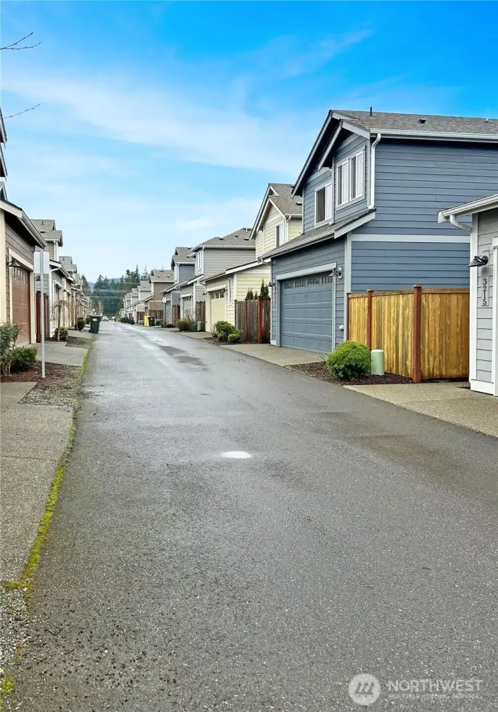 Alley access to garage.