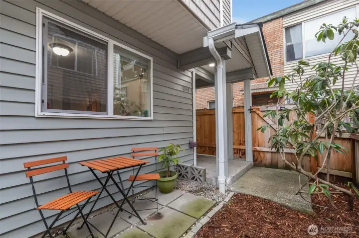 fenced in patio for furry friends or a morning coffee