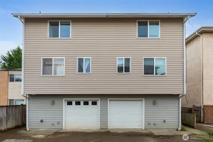 one car garage for easy parking and storage off the alley