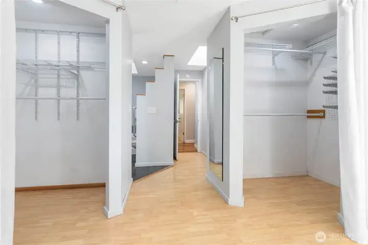 Two Walk-in Closets in Master Bedroom