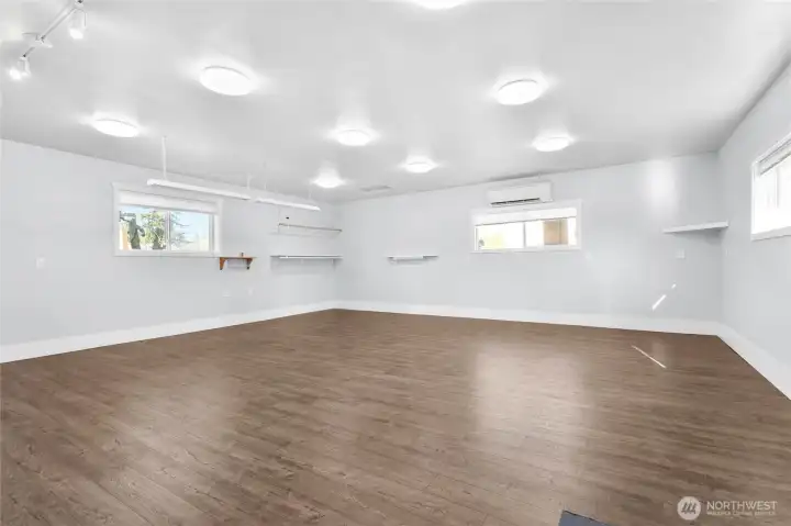 Finished Studio features bright light and ductless heating/ac.