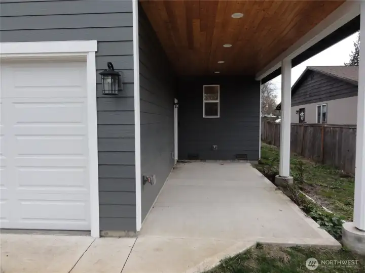 Covered patio off back.
