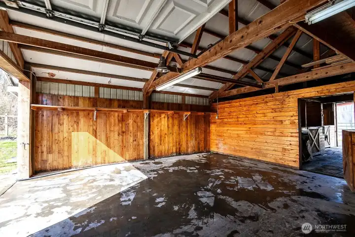 Shop area & two car garage