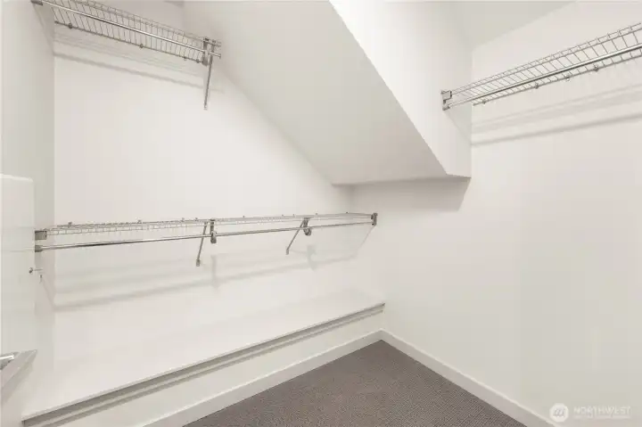 Spacious walk-in closet in master bedroom