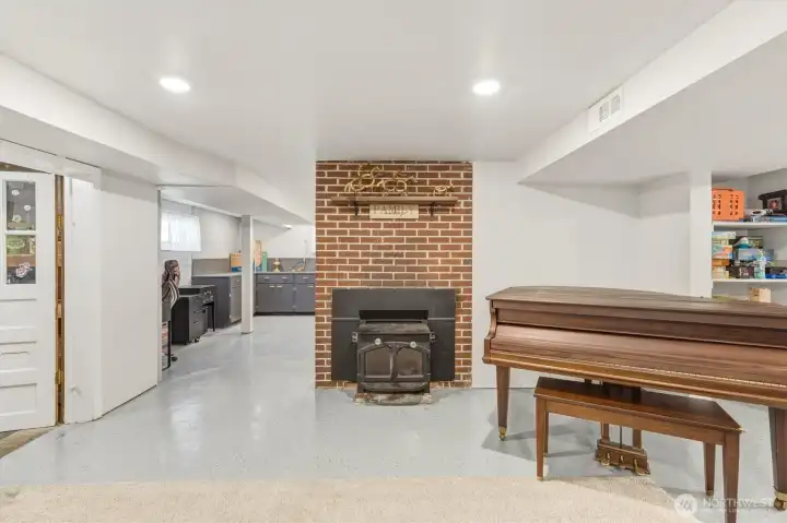 Basement with Wood Stove