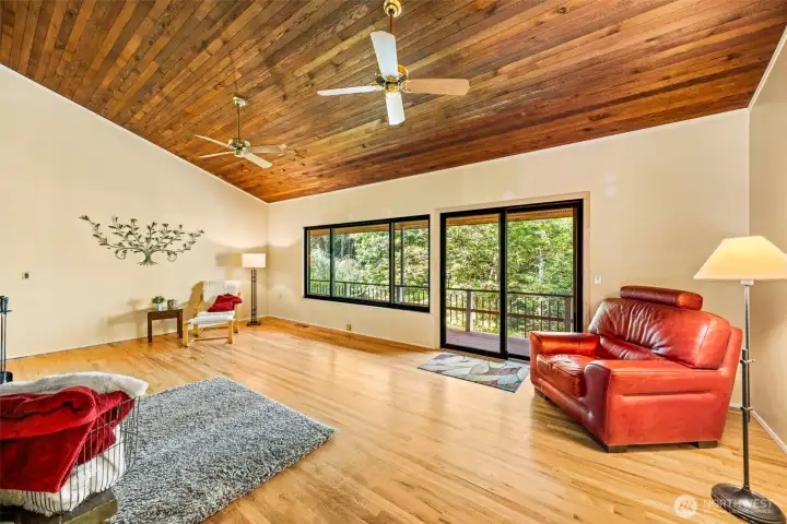 Living room main level door out to the wrap around deck
