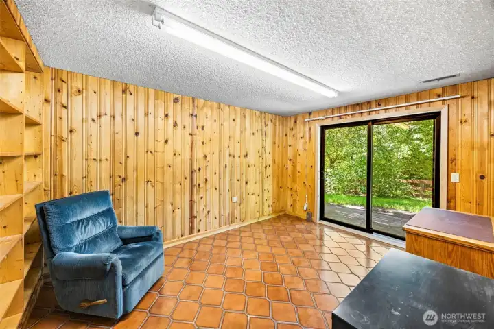 Extra room lower level with access to patio