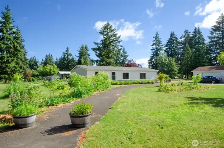 Landscaped front yard.