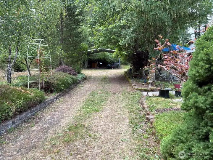 driveway to carport and garage