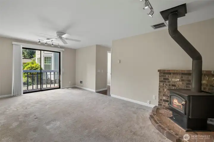 Flex Space with slider door to backyard deck