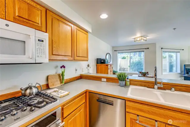 Enjoy views and light from windows and slider while you cook.
