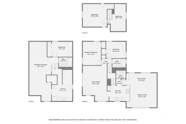 Floor plans for all three levels.