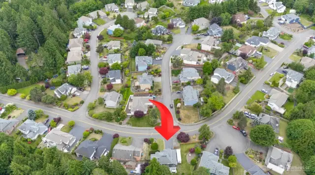 Aerial view of neighborhood