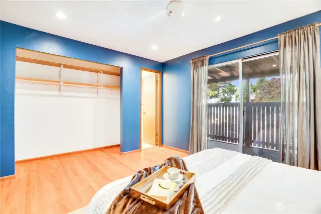 Move straight from the bedroom to the deck in the mornings and open the slider for fresh air.