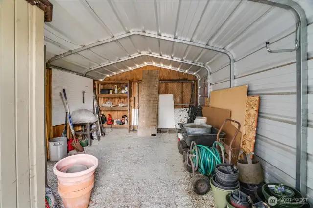 Keep all your pots, garden tools, and lawn mower tucked away in here.