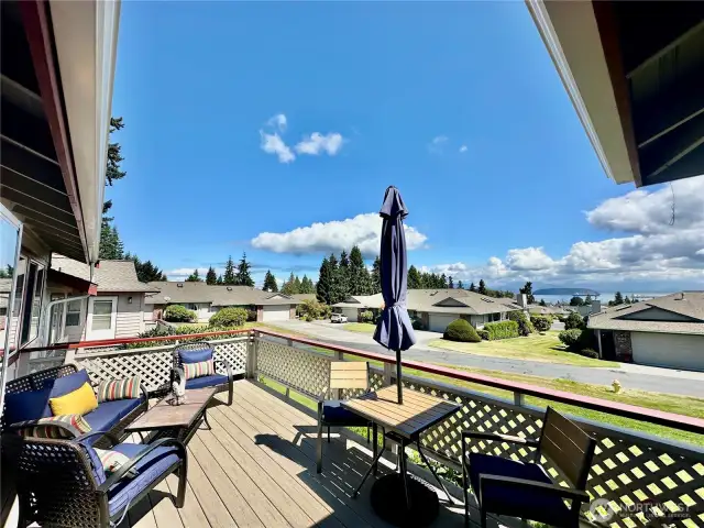Back deck w/ view of Mt. Baker
