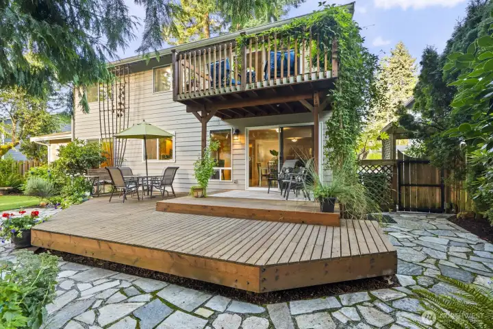 Covered deck & flagstone path