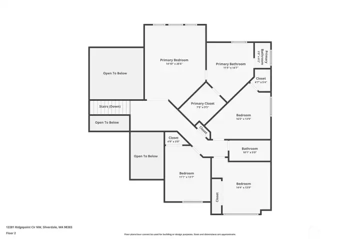 Upper level floorplan.