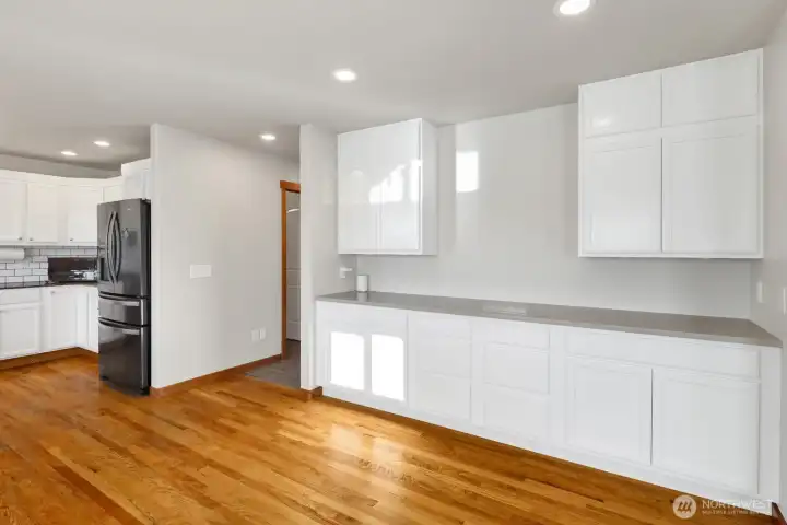 Kitchen Designed with Plenty of Cupboards and Countertops for a all your Culinary Needs  or for Working or Learning from Home