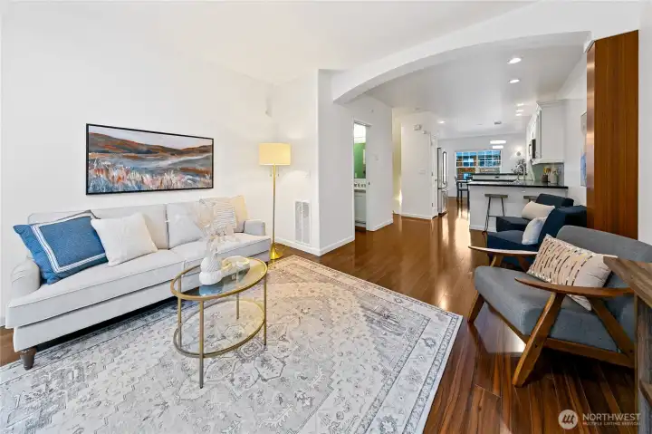 Living, dining, kitchen and flex space