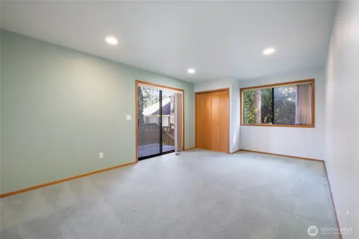 View of Bedroom 2 with access to deck.