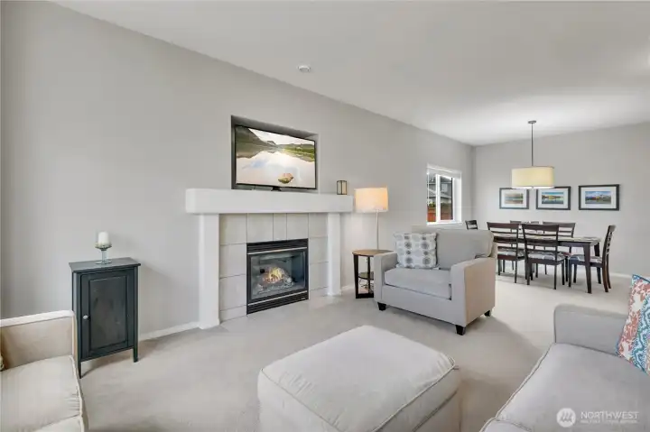 Light and Bright Living Room with Gas Fireplace