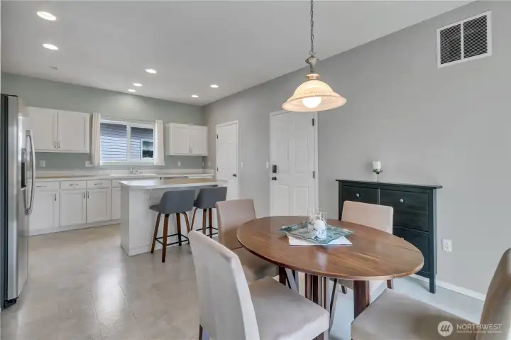 Large kitchen with eating nook.