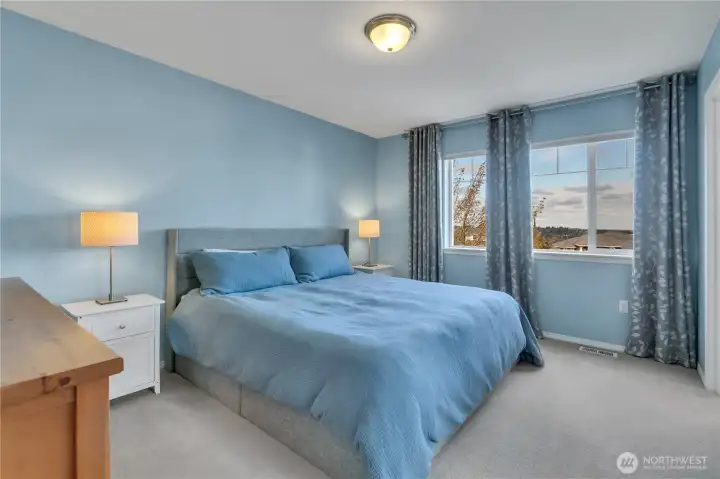 Primary Suite with room darkening shades.